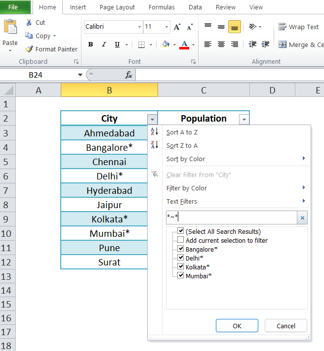 tilde excel