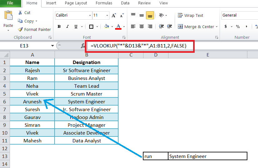 wildcards with vlookup excel
