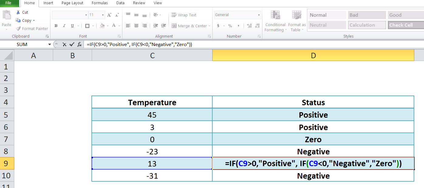 nested if excel